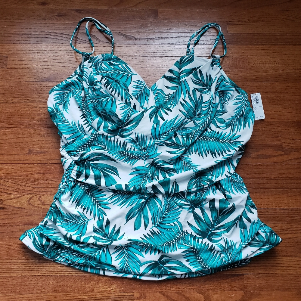 Old Navy | Wrap-Front Tankini Swim Top | Palm Print | 3X